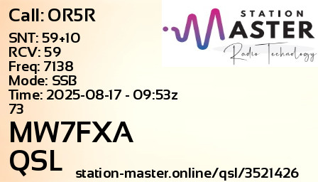 QSL Card for MW7FXA QSO with OR5R