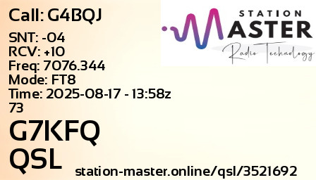 QSL Card for G7KFQ QSO with G4BQJ