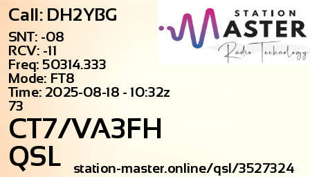 QSL Card for CT7/VA3FH QSO with DH2YBG