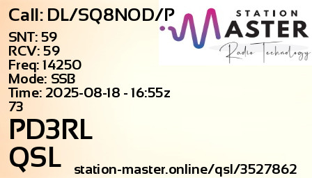 QSL Card for PD3RL QSO with DL/SQ8NOD/P