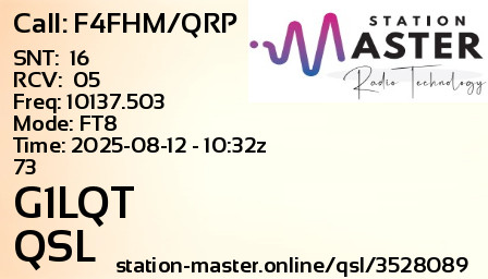 QSL Card for G1LQT QSO with F4FHM/QRP