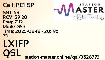 QSL Card for LX1FP QSO with PE1ISP