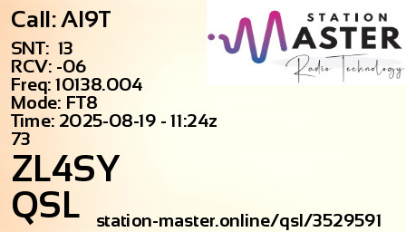 QSL Card for ZL4SY QSO with AI9T