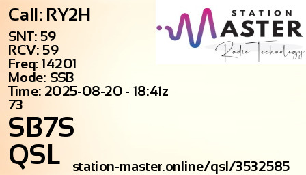 QSL Card for SB7S QSO with RY2H