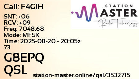 QSL Card for G8EPQ QSO with F4GIH