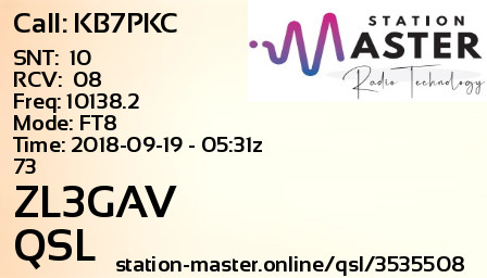 QSL Card for ZL3GAV QSO with KB7PKC