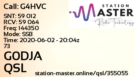 QSL Card for G0DJA QSO with G4HVC