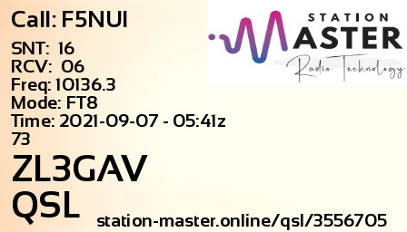 QSL Card for ZL3GAV QSO with F5NUI