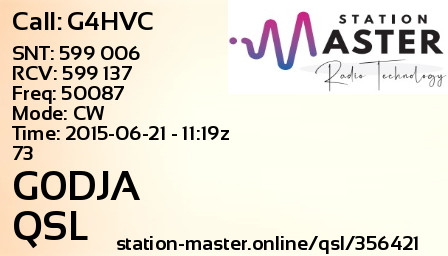 QSL Card for G0DJA QSO with G4HVC