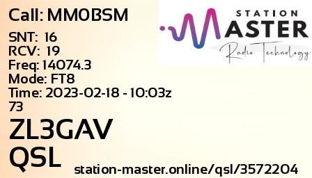 QSL Card for ZL3GAV QSO with MM0BSM