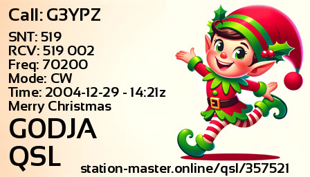 QSL Card for G0DJA QSO with G3YPZ