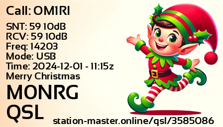 QSL Card for M0NRG QSO with OM1RI