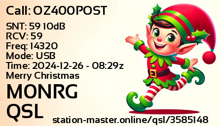 QSL Card for M0NRG QSO with OZ400POST