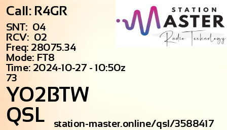 QSL Card for YO2BTW QSO with R4GR