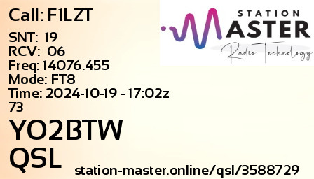 QSL Card for YO2BTW QSO with F1LZT