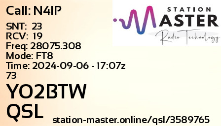 QSL Card for YO2BTW QSO with N4IP