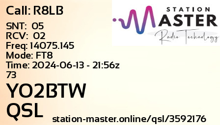 QSL Card for YO2BTW QSO with R8LB