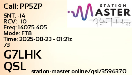 QSL Card for G7LHK QSO with PP5ZP