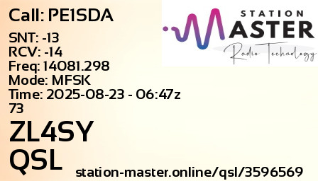QSL Card for ZL4SY QSO with PE1SDA