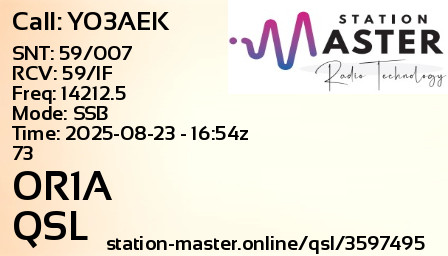 QSL Card for OR1A QSO with YO3AEK