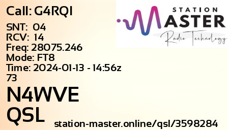 QSL Card for N4WVE QSO with G4RQI