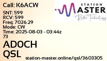 QSL Card for AD0CH QSO with K6ACW