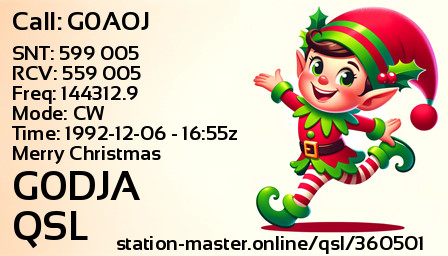 QSL Card for G0DJA QSO with G0AOJ