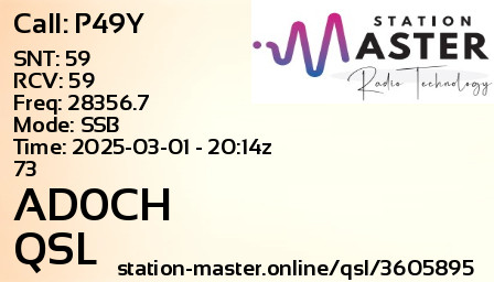QSL Card for AD0CH QSO with P49Y