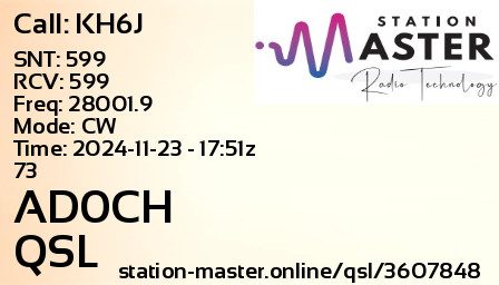 QSL Card for AD0CH QSO with KH6J