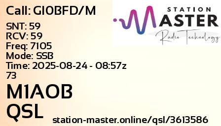QSL Card for M1AOB QSO with GI0BFD/M