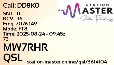 QSL Card for MW7RHR QSO with DD8KO