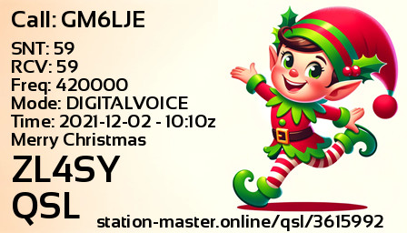 QSL Card for ZL4SY QSO with GM6LJE