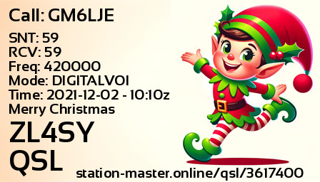 QSL Card for ZL4SY QSO with GM6LJE