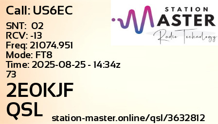QSL Card for 2E0KJF QSO with US6EC