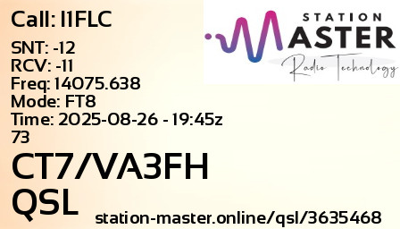 QSL Card for CT7/VA3FH QSO with I1FLC