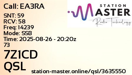 QSL Card for 7Z1CD QSO with EA3RA