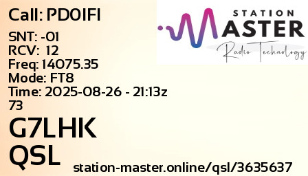 QSL Card for G7LHK QSO with PD0IFI