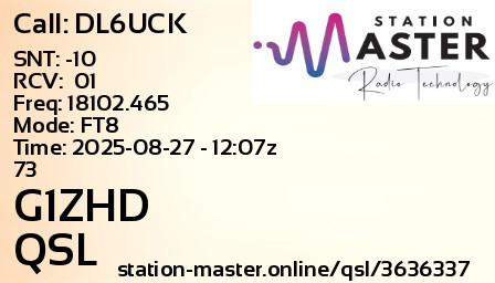QSL Card for G1ZHD QSO with DL6UCK