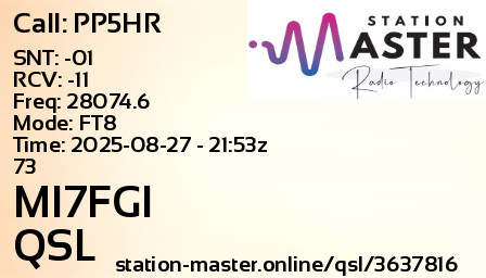 QSL Card for MI7FGI QSO with PP5HR