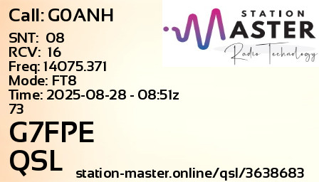 QSL Card for G7FPE QSO with G0ANH