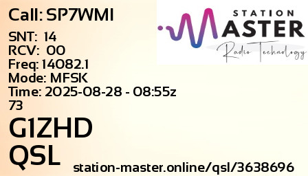 QSL Card for G1ZHD QSO with SP7WMI