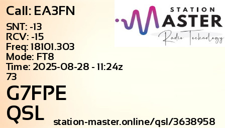 QSL Card for G7FPE QSO with EA3FN