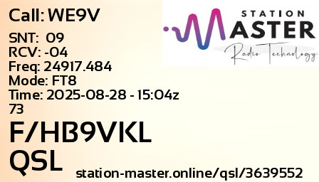 QSL Card for F/HB9VKL QSO with WE9V