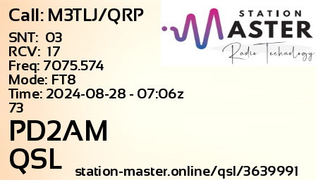QSL Card for PD2AM QSO with M3TLJ/QRP
