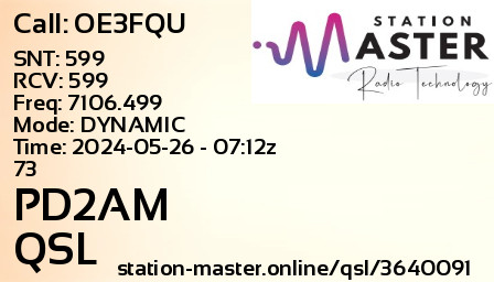 QSL Card for PD2AM QSO with OE3FQU