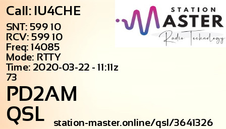 QSL Card for PD2AM QSO with IU4CHE