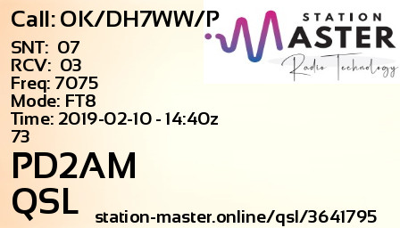 QSL Card for PD2AM QSO with OK/DH7WW/P
