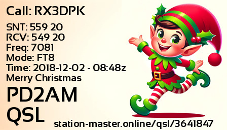 QSL Card for PD2AM QSO with RX3DPK