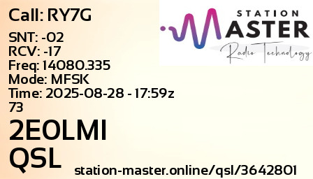 QSL Card for 2E0LMI QSO with RY7G