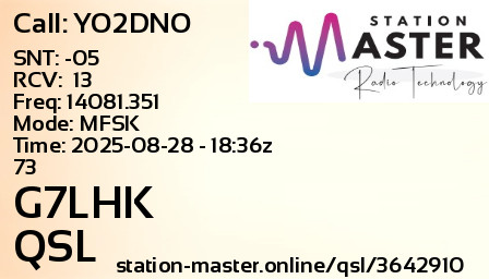 QSL Card for G7LHK QSO with YO2DNO